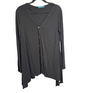 Velvet Cardigan Top Women L Black Flowy Whimsygoth Coquette Boho Chic Minimalist